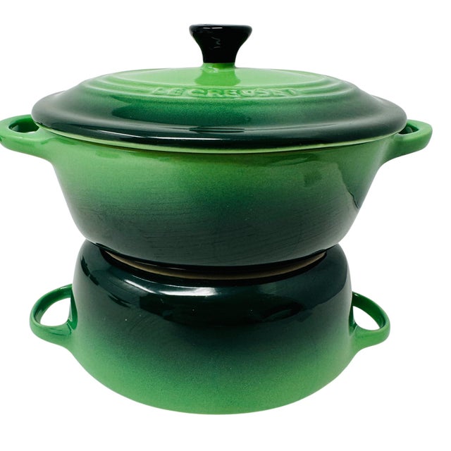 Le Creuset 12oz Petite Oval Casseroles in Bamboo Green - Set of 4 For Sale - Image 4 of 11