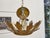Gold Mid 20th Century Spanish Midcentury Gilt Metal Crown Pendant with Frosted Glass Diffuser For Sale - Image 8 of 10