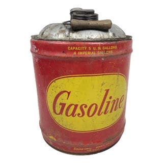Vintage American Gasoline Petrol Can in Metal, 1940s For Sale