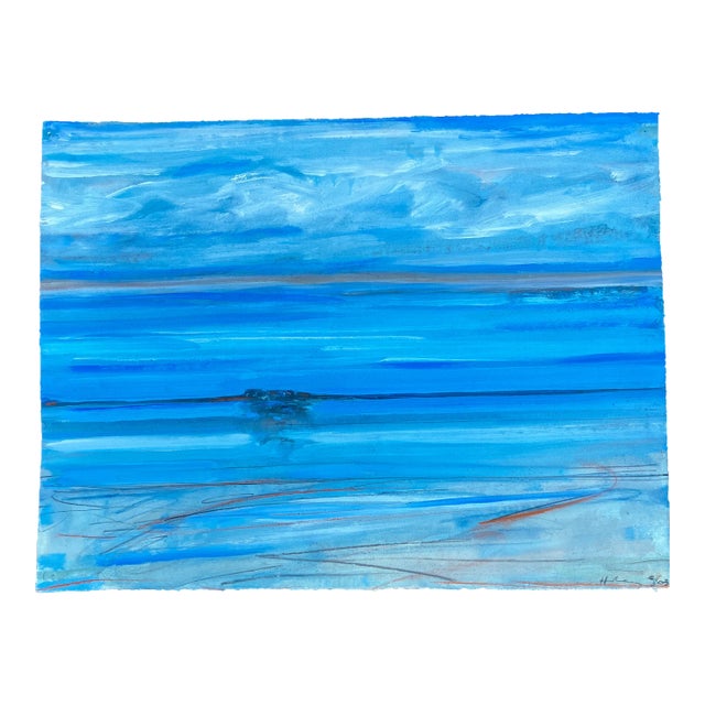 Contemporary Original Abstract Seascape Painting /Pastel Signed For Sale