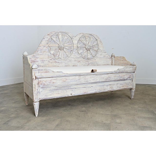 Swedish Gustavian 18th Century Painted Pine Settee with Storage For Sale - Image 14 of 15