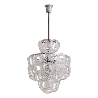 1970s Italian Tiered Murano Glass Chandelier Attributed to Angelo Mangiarotti For Sale