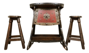 Medieval Style Bar and Stools, 1970, Set of 3