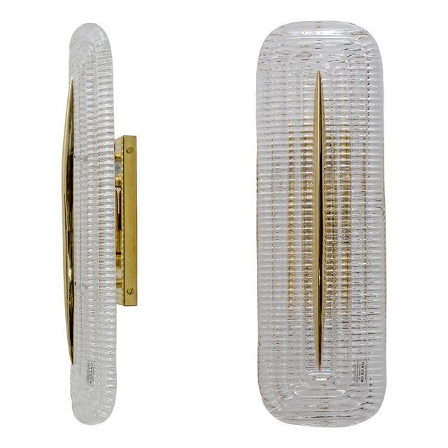Modern Murano Glass and Brass Sconces, Italy, 2000s, Set of 2 For Sale
