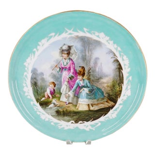Large Sèvres Hand-Painted Porcelain Charger, French Early 20th Century For Sale
