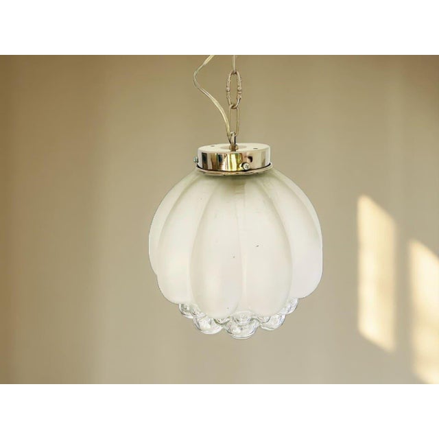 Large Mid-Century Modern Frosted Bubble Glass Hanging Light, 1960s For Sale - Image 12 of 12