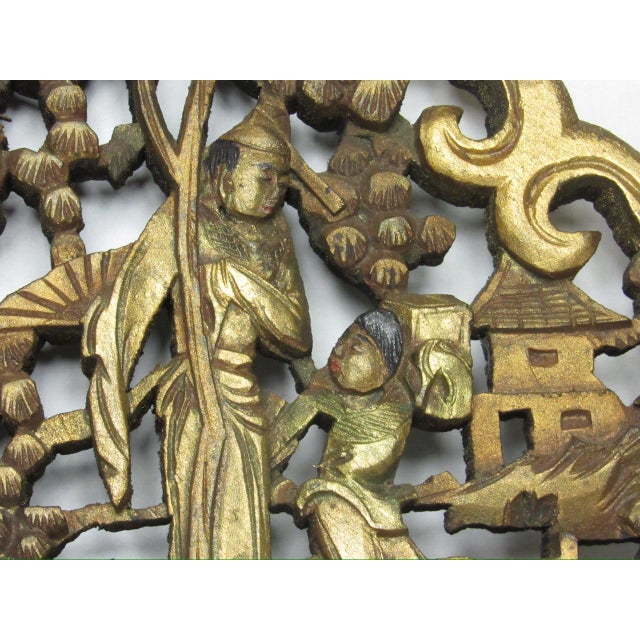 Chinese Carved Gilt Wood Hanging Panel For Sale - Image 9 of 12