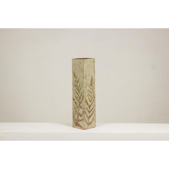 Brutalist Vintage Brutalist-Style Stoneware Vase with Plant Decoration, 1970s For Sale - Image 3 of 9