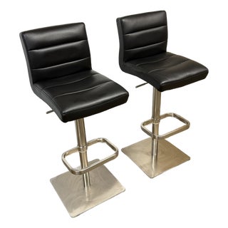 Zuri Furniture Lush Adjustable Swivel Bar Stools, Pair For Sale