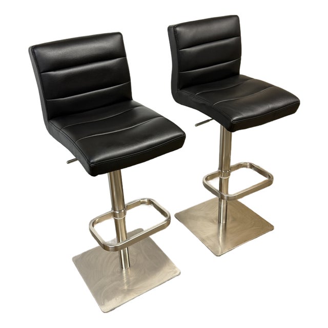 Zuri Furniture Lush Adjustable Swivel Bar Stools, Pair For Sale