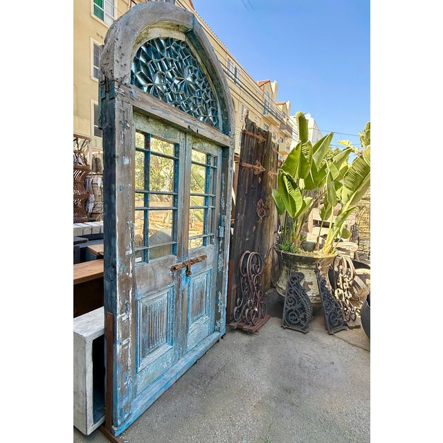 Indian Antique Jodhpur Indian Church Door With Mirror For Sale - Image 3 of 6