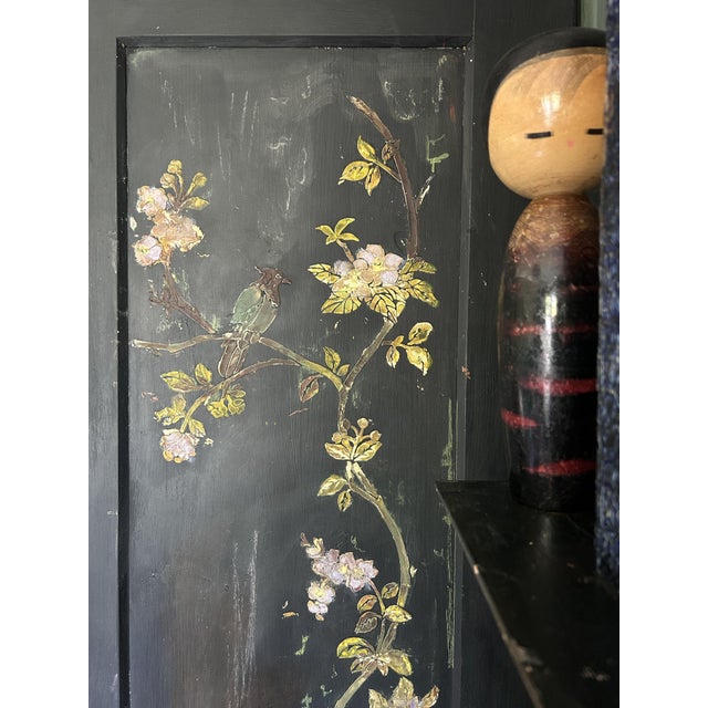Vintage Painted Pine Armoire with Chinoiserie Panels, 1920s For Sale - Image 12 of 14