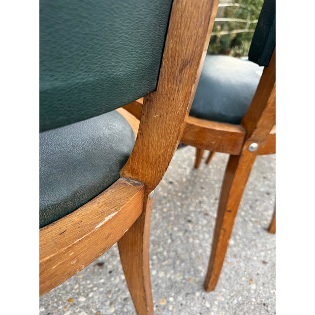 Mid 20th Century Vintage French Oak and Leather Dining Chairs- Set of 6 For Sale - Image 9 of 12