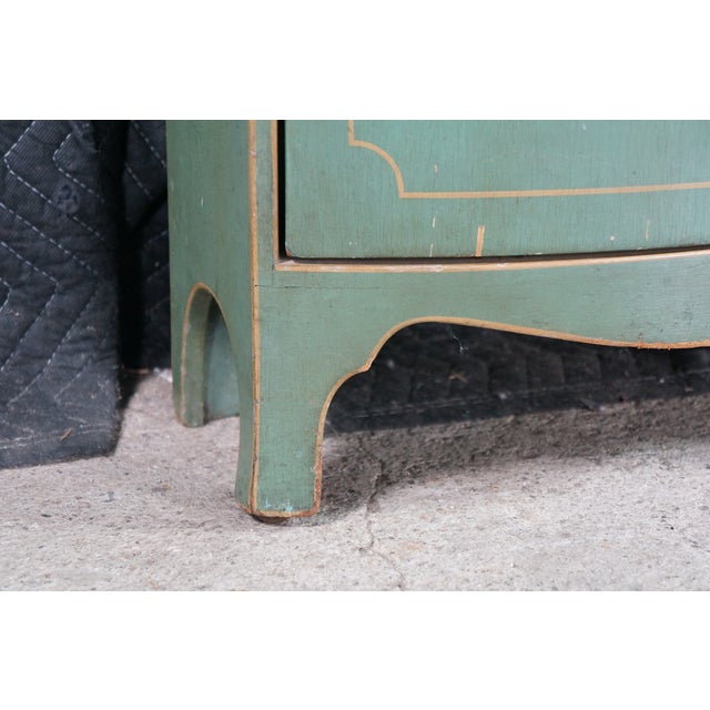 Green Vintage Petite Green Bowfront Country Farmhouse Bookcase Display Cabinet Chic For Sale - Image 8 of 18