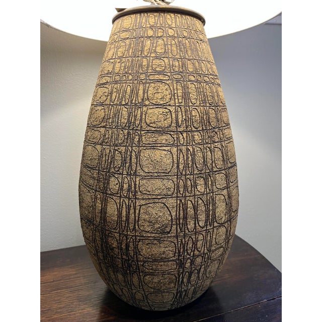 1960s Mid Century 1960s Sgraffito Lamp With Shade For Sale - Image 5 of 5