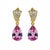 2020s 14k Yellow Gold Diamond and Natural Pink Topaz Dangle Earrings, A Pair For Sale - Image 5 of 11