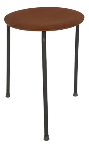 Teak and Metal Tripod Stool, Denmark, 1960s