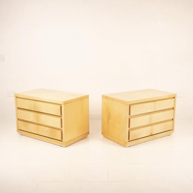 Pair of Vintage Parchment Nightstands by Aldo Tura, 1960s For Sale - Image 3 of 18