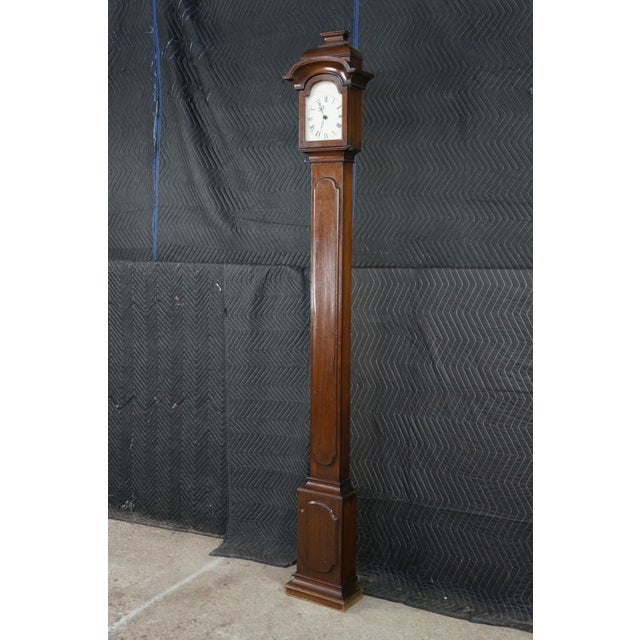 1970s Vintage Chapman Federal Revival Mahogany Longcase Grandfather Case Clock Spain For Sale - Image 5 of 18