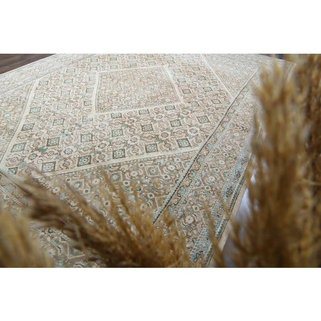 Textile 1970s Vintage Persian Handmade Wool Beige Cotton Area Rug For Sale - Image 7 of 11