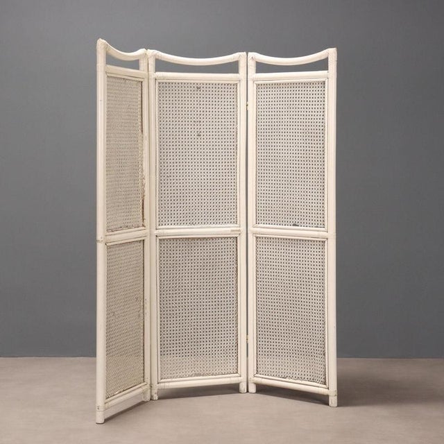 White Vintage Bamboo Screen, 1970s For Sale - Image 8 of 9