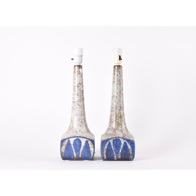 Michael Andersen & Son Danish Table Lamps in Blue Glaze by Marianne Starck for MA&S 1960s, Set of 2 For Sale - Image 4 of 15