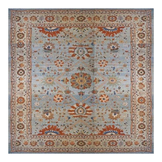 Persian Serapi Karajeh Wool 21x23 Red, Blue & Ivory Handmade Area Rug #9902856 For Sale