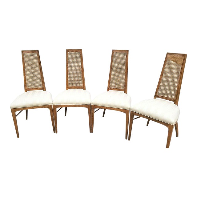 Mid Century Modern Vintage Cane Back Dining Chairs Set Of 4 Chairish