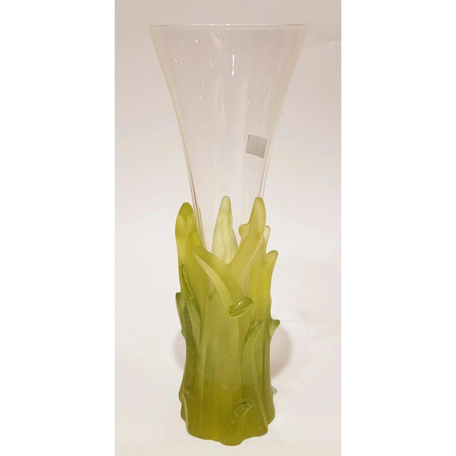 Late 20th Century Daum Crystal Vase With Green Decorations For Sale In Chicago - Image 6 of 12