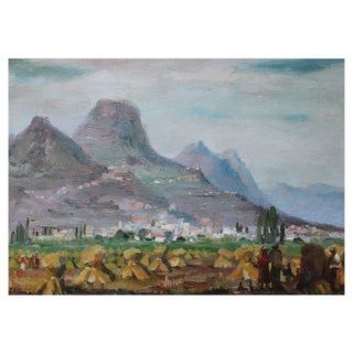 Julijs Vilumainis, Landscape with Mountains, South of France, Oil on Cardboard on Canvas, 1970s For Sale