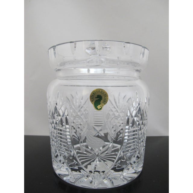Waterford Crystal Partridge biscuit barrel with lid from the 12 Days of Christmas Collection. Cut crystal cookie jar...