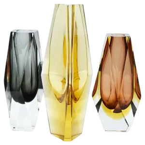 Vintage Italian Faceted Sommerso Glass Vases from Mandruzzato, 1970, Set of 3