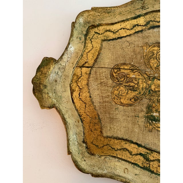 Hollywood Regency Vintage Italian Florentine Wooden Tray For Sale - Image 3 of 5