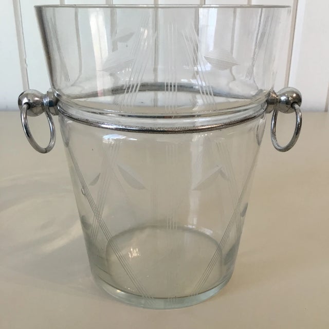 Mid 20th Century Art Deco Chrome & Engraved Glass Ice Bucket For Sale - Image 5 of 5