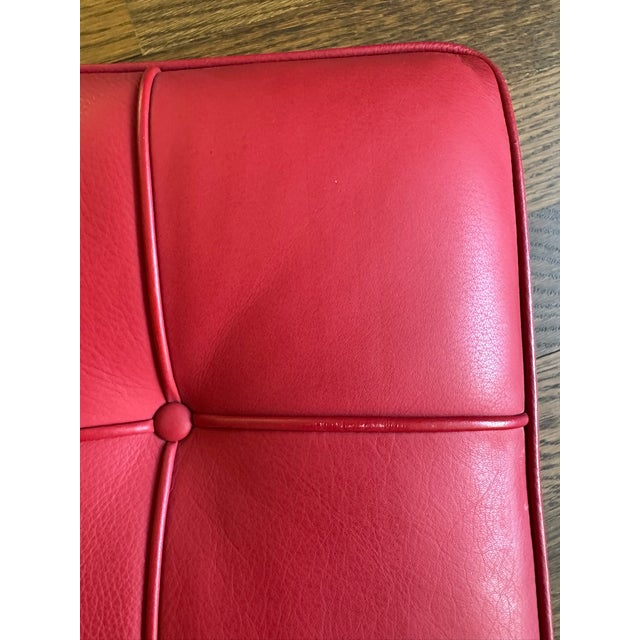 Mies Van der Rohe Authentic Design Within Reach Barcelona Stool – Red Tufted Leather & Chrome X‑Base For Sale - Image 4 of 16