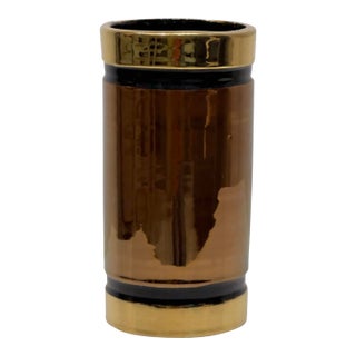 Bitossi Rosenthal-Netter Vase Gold/Black Metallic, Italy For Sale