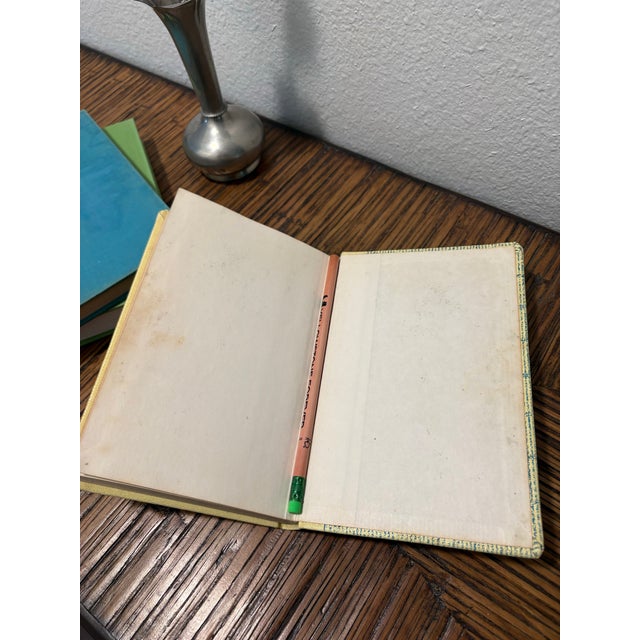 Green Vintage Whimsical Hobbies Hardcover Book Stack - Set of 3 - Bright Green & Blue Palette - Eclectic Modern Decor For Sale - Image 8 of 14