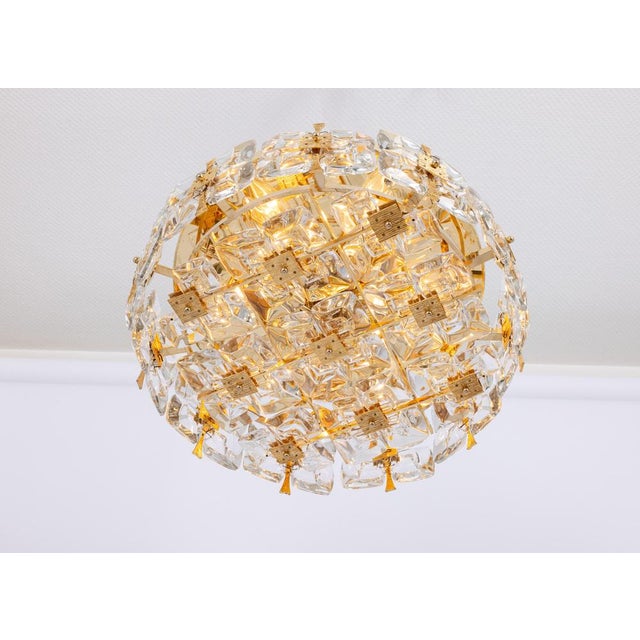 Gilt Brass and Crystal Flush Mount from Palwa, Germany, 1970s For Sale - Image 8 of 10