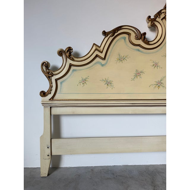 Vintage Karges Venetian French Provincial Style Carved Wood King Size Headboard For Sale - Image 4 of 14