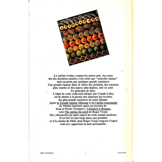 "Ma Cuisine Du Soleil Les Recettes Originales De Roger Verge" 1978 Laffont, Robert (Inscribed) For Sale - Image 4 of 9