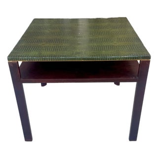 Eliel Saarinen for Johnson Mahogany and Faux-Alligator Side Table For Sale