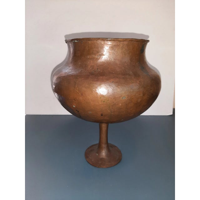 Huge Vintage Copper Pedestal Bowl For Sale - Image 9 of 13