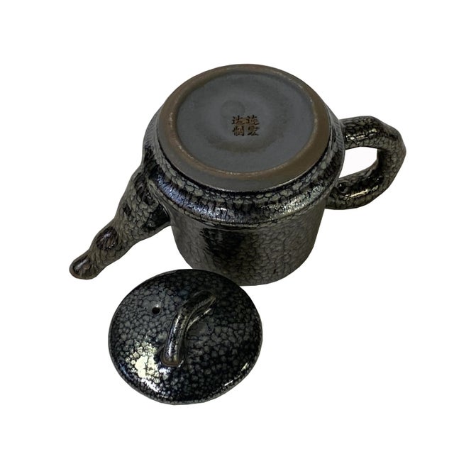 Sculpture Materials Chinese Jianye Clay Silver Black Glaze Decor Teapot Display Art For Sale - Image 7 of 9