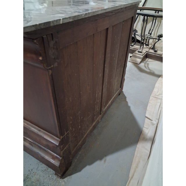 Early 19th Century French Restoration Walnut Marble Top Commode For Sale - Image 4 of 10