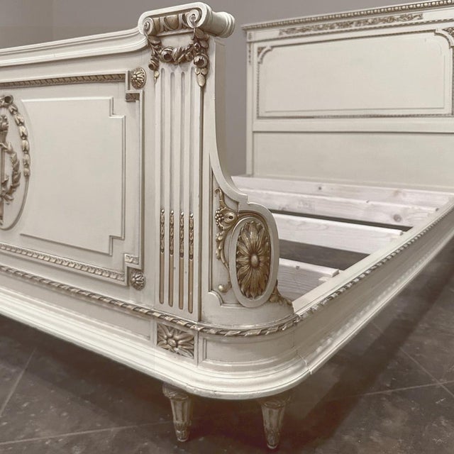Antique Italian Neoclassical Painted Queen Bed For Sale - Image 10 of 18