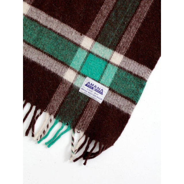 Brown Vintage Plaid Wool Blanket For Sale - Image 8 of 9