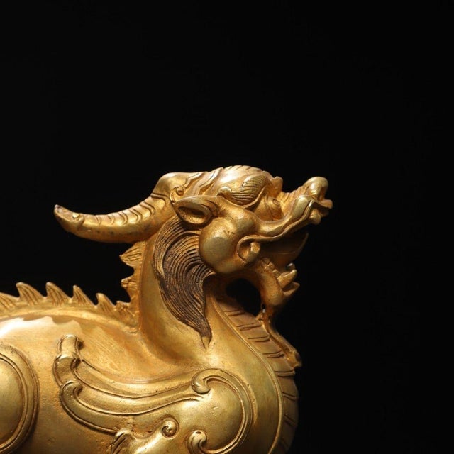 Late 19th Century Gilt Bronze Mythical Beast Statue, 0.92kg For Sale In Los Angeles - Image 6 of 9