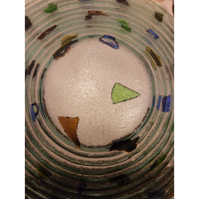 Vintage Murano Italy Fused Glass Centerpiece Bowl Huge 22" MCM Architectural Ves For Sale In Dallas - Image 6 of 7