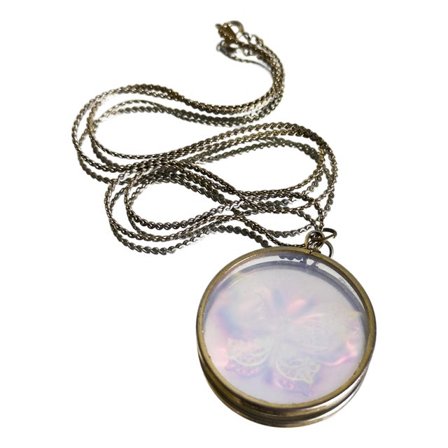 Vintage 1980s Space Age Style Laser Hologram Butterfly Pendant Necklace For Sale