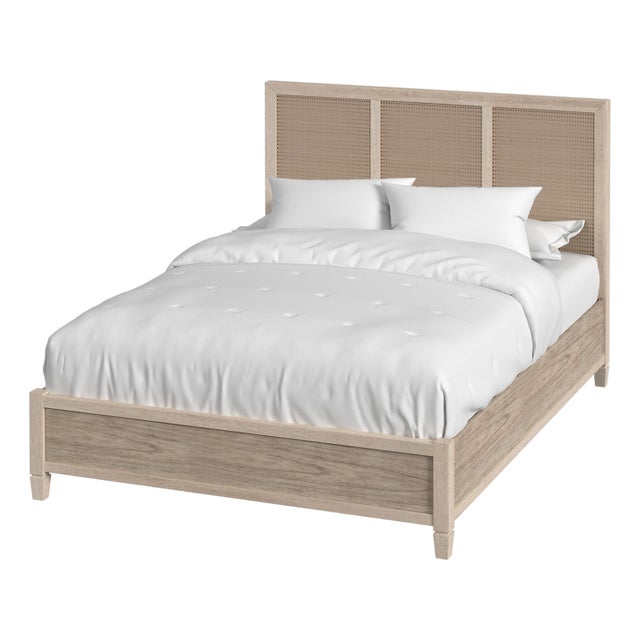 Flagstaff Queen Size Cane Panel Bed, Desert Sand For Sale